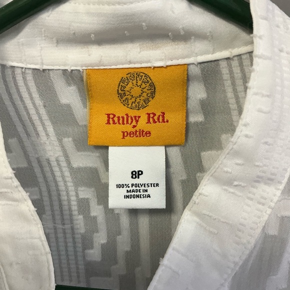 Ruby Rd. White Textured Button-Down Shirt - Picture 3 of 3